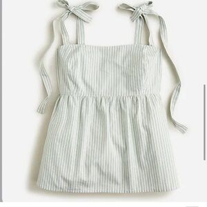 BNWT J. Crew NWT Tie-Shoulder Tank Top in Stripe - Light Mint new size 18 🌸